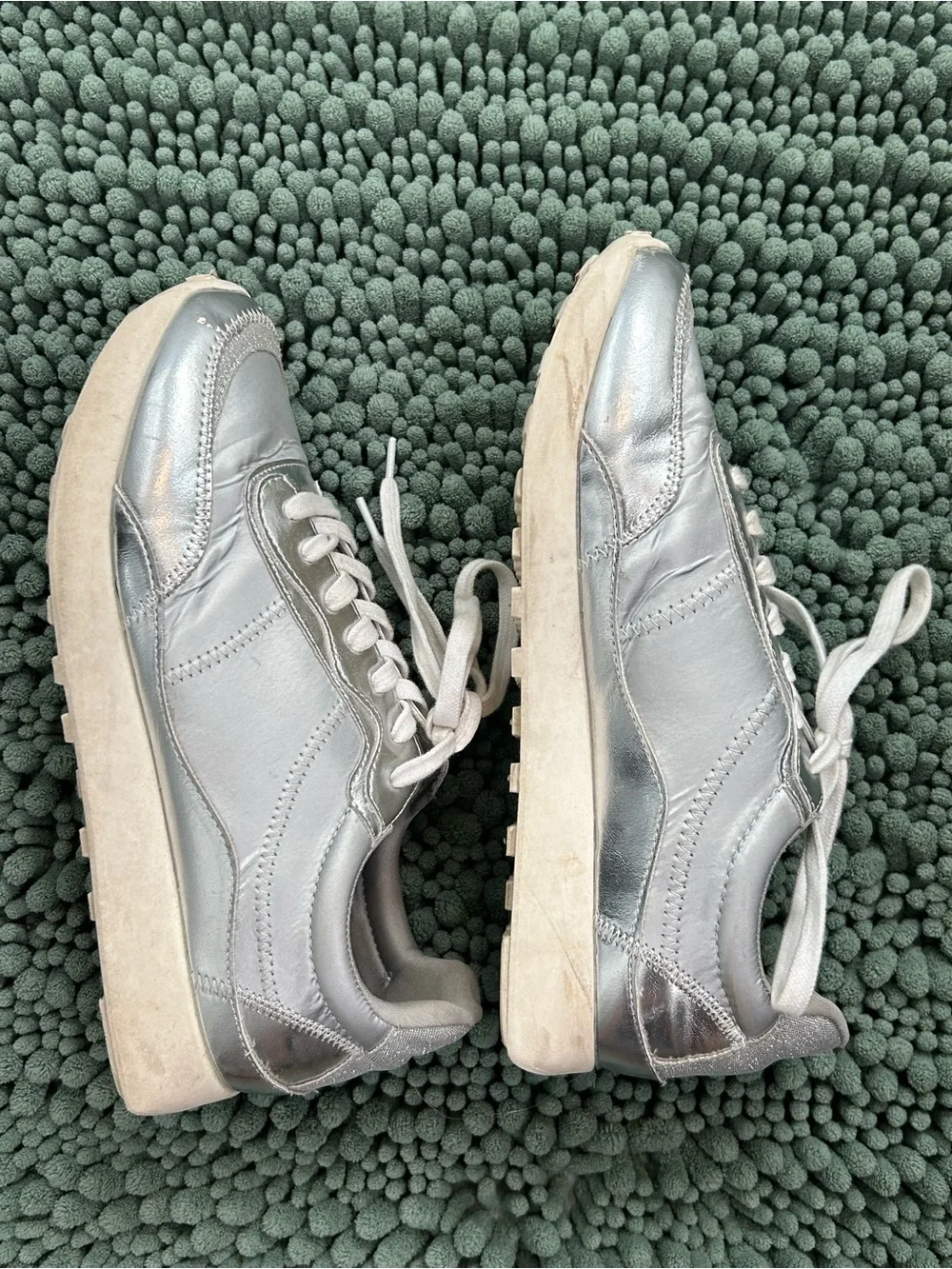 Silver Women's Casual Lace-Up Sneakers